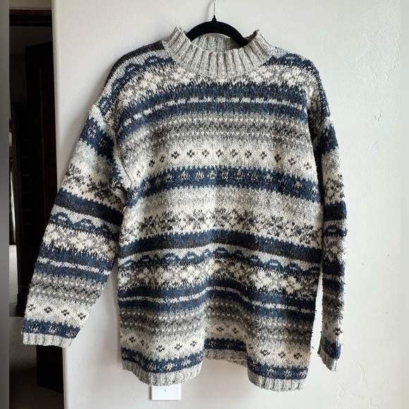 Sweaters - Vintage Nordic Fair Isle Chunky Wool Blend Cottagecore Sweater M Cabincore Cozy